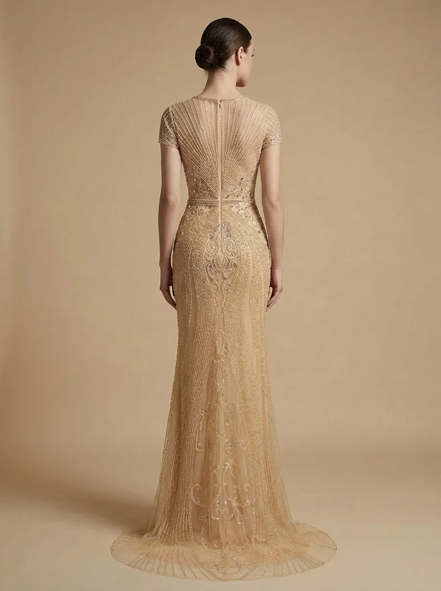 Black Beaded Mermaid Prom Dress | Elegant Tulle Gown for Formal Events