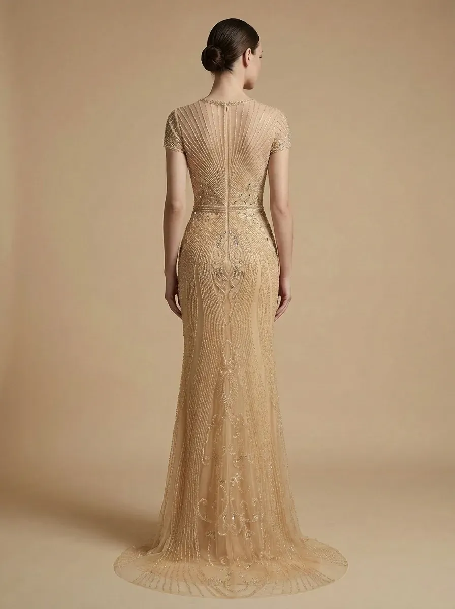 Black Beaded Mermaid Prom Dress | Elegant Tulle Gown for Formal Events