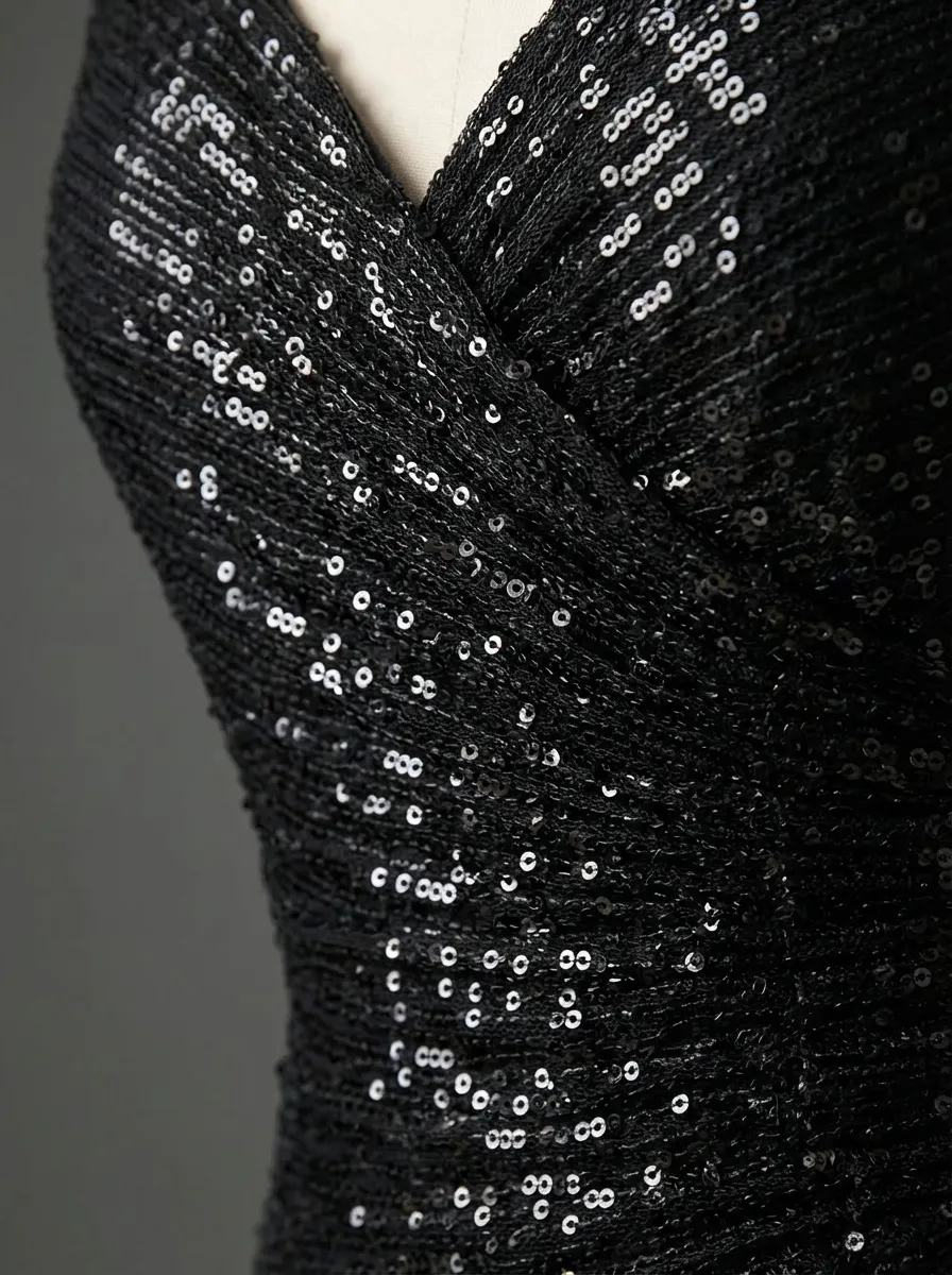 Black Sequin Mermaid Prom Dress | Sparkly Long Evening Gown with Slit