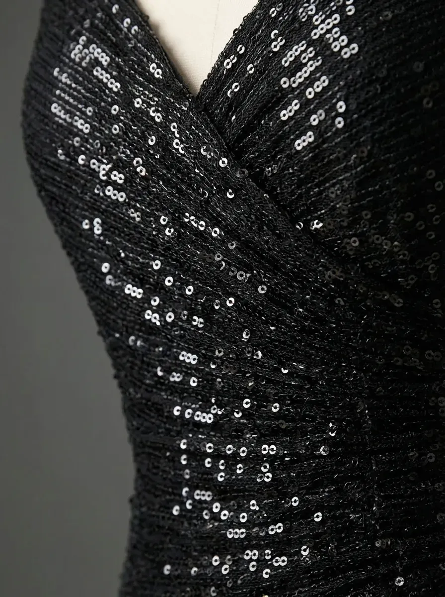 Black Sequin Mermaid Prom Dress | Sparkly Long Evening Gown with Slit