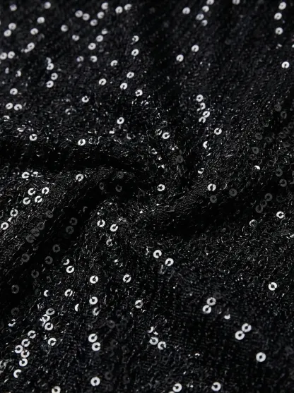 Black Sequin Mermaid Prom Dress | Sparkly Long Evening Gown with Slit