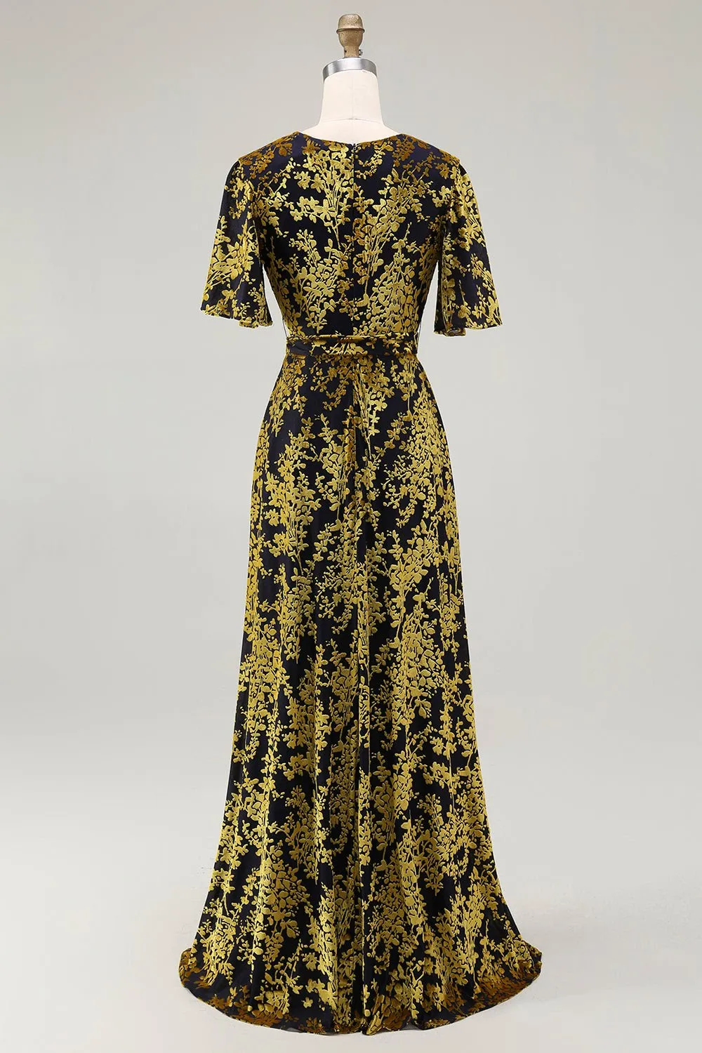 Dark Green Burnout Velvet Dress | Floor Length Formal Evening Gown