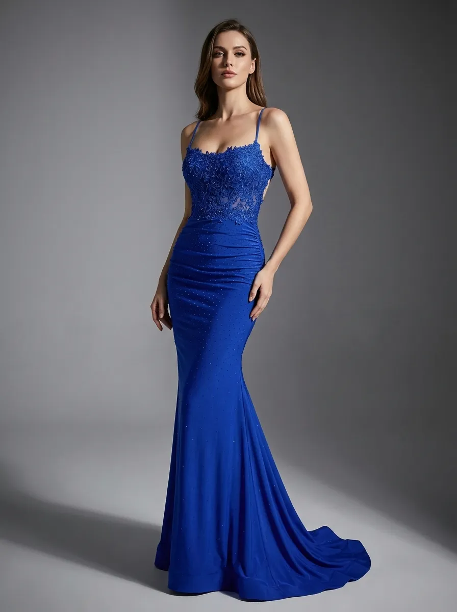 Dark Red Halter Mermaid Prom Dress | High Quality Gown with Appliques
