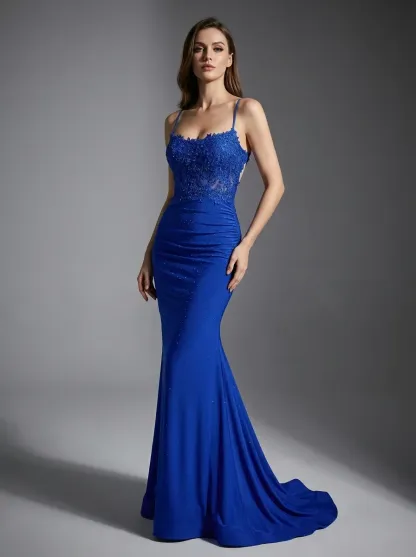 Dark Red Halter Mermaid Prom Dress | High Quality Gown with Appliques