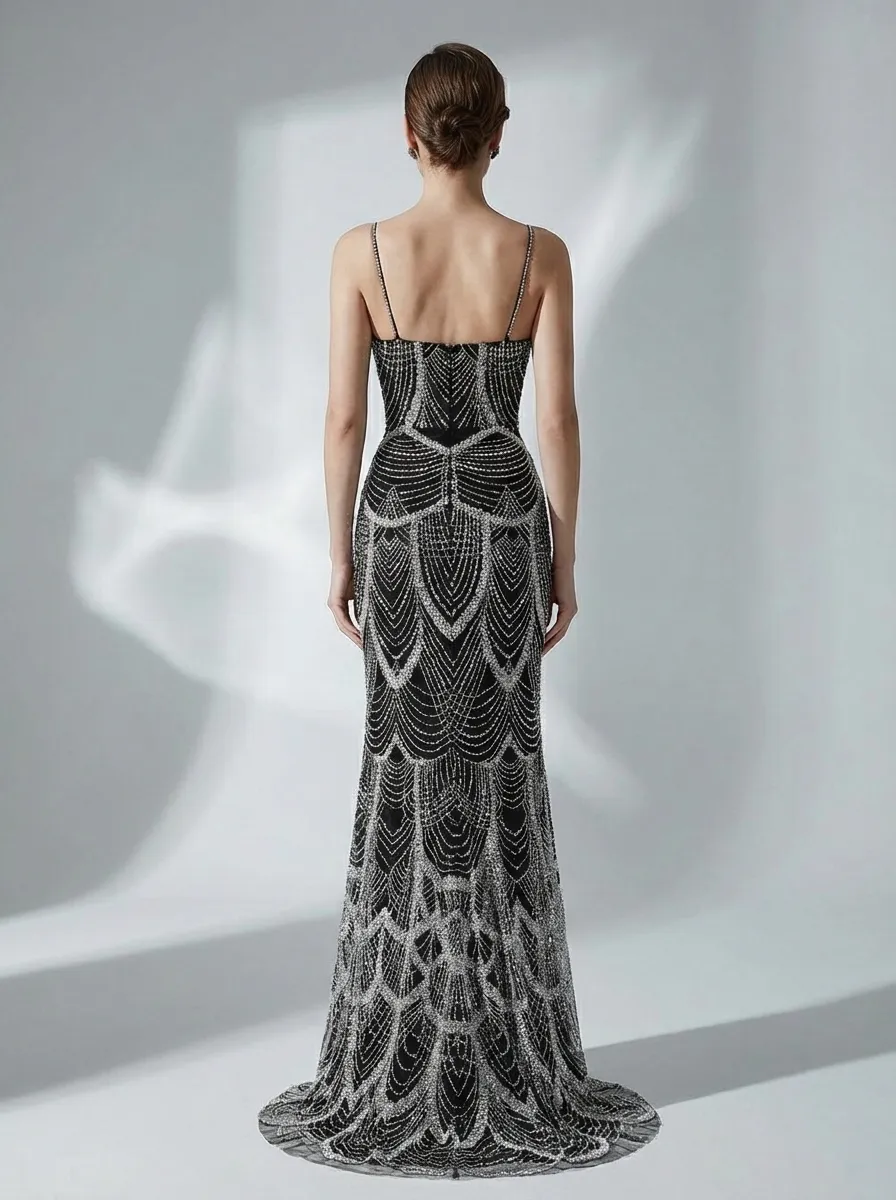 Dark Green Sequin Mermaid Prom Dress | Strapless Beaded Corset Gown