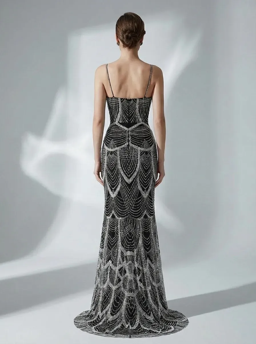 Dark Green Sequin Mermaid Prom Dress | Strapless Beaded Corset Gown