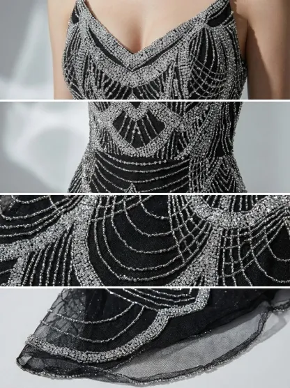 Dark Green Sequin Mermaid Prom Dress | Strapless Beaded Corset Gown