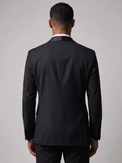 Men's Black 3-Piece Peak Lapel Tuxedo Suit | One-Button Slim Fit Prom Suit