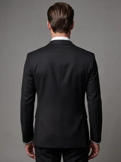 Men's Black 3-Piece Peak Lapel Tuxedo Suit | One-Button Slim Fit Prom Suit