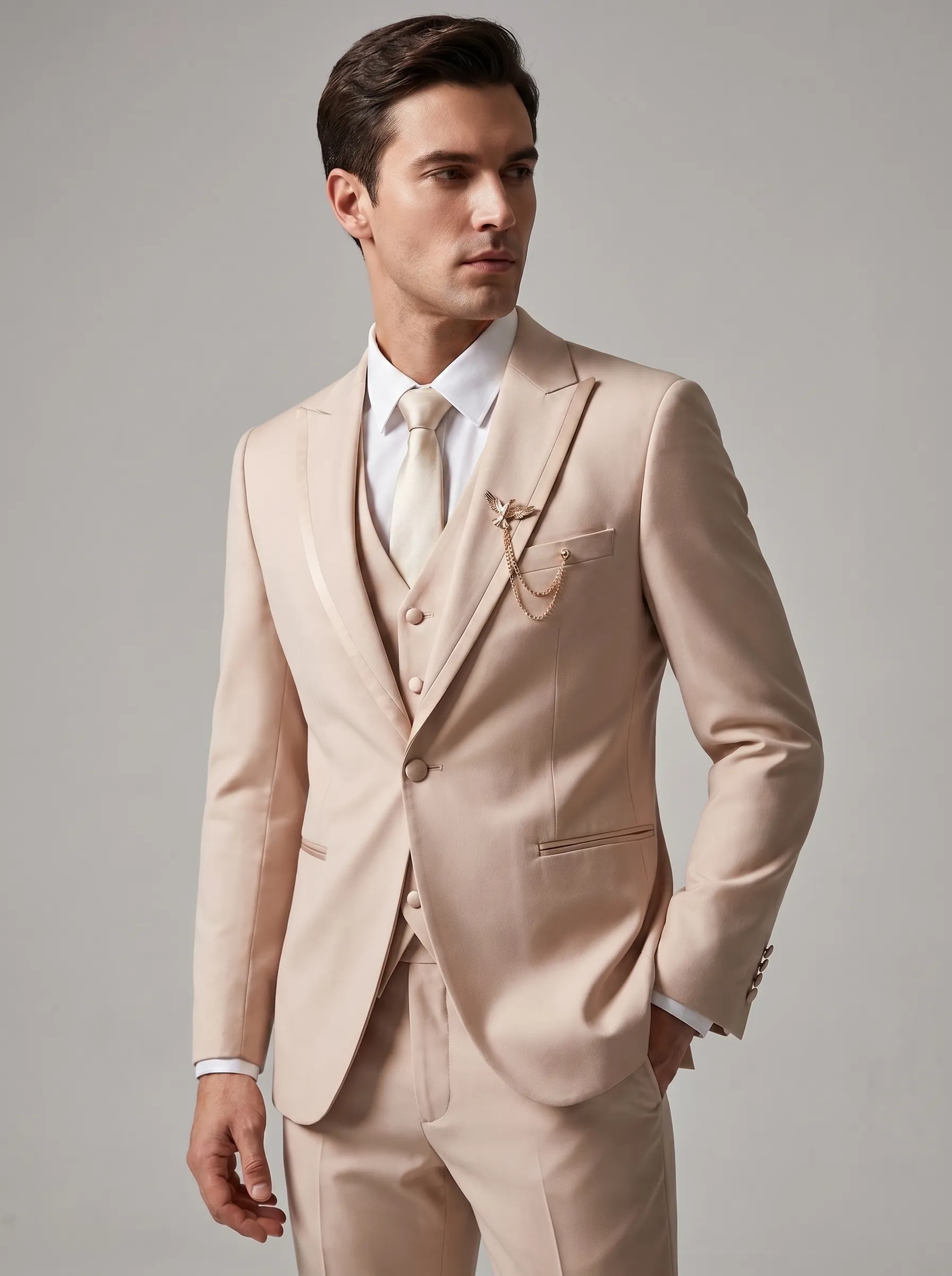 Men's Black 3-Piece Peak Lapel Tuxedo Suit | One-Button Slim Fit Prom Suit