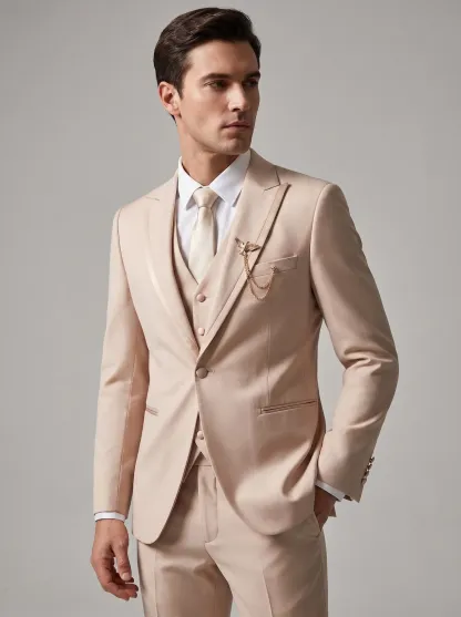 Men's Black 3-Piece Peak Lapel Tuxedo Suit | One-Button Slim Fit Prom Suit