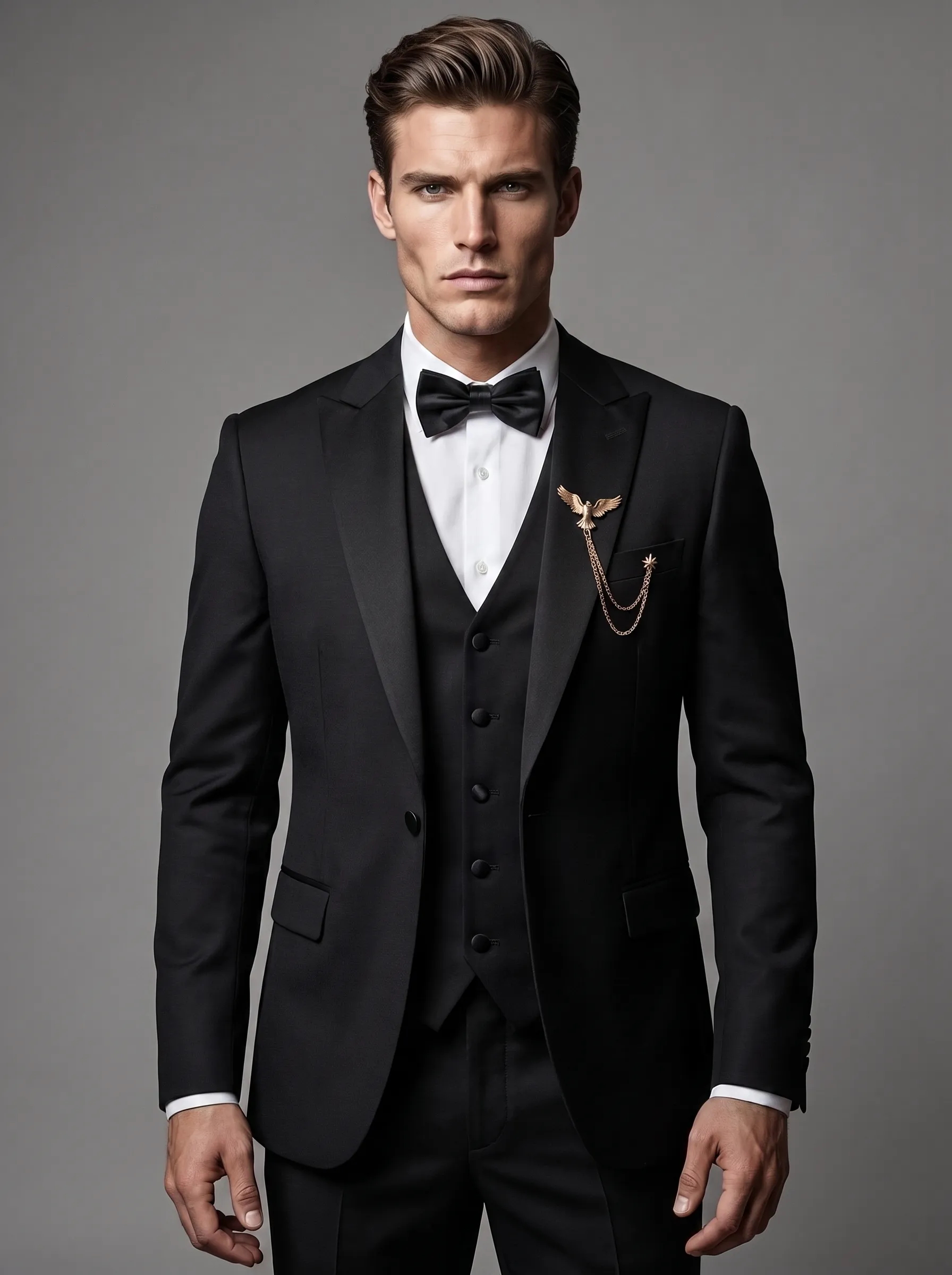 Men's Black 3-Piece Peak Lapel Tuxedo Suit | One-Button Slim Fit Prom Suit