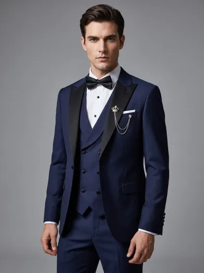 Royal Blue Slim Fit 3-Piece Peak Lapel Suit | Men's Prom & Wedding Tuxedo