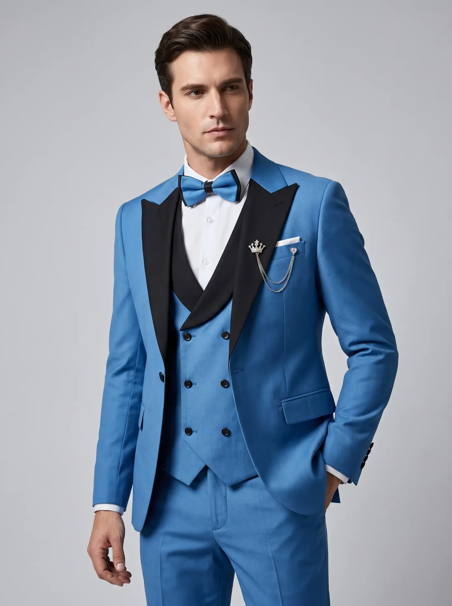 Royal Blue Slim Fit 3-Piece Peak Lapel Suit | Men's Prom & Wedding Tuxedo
