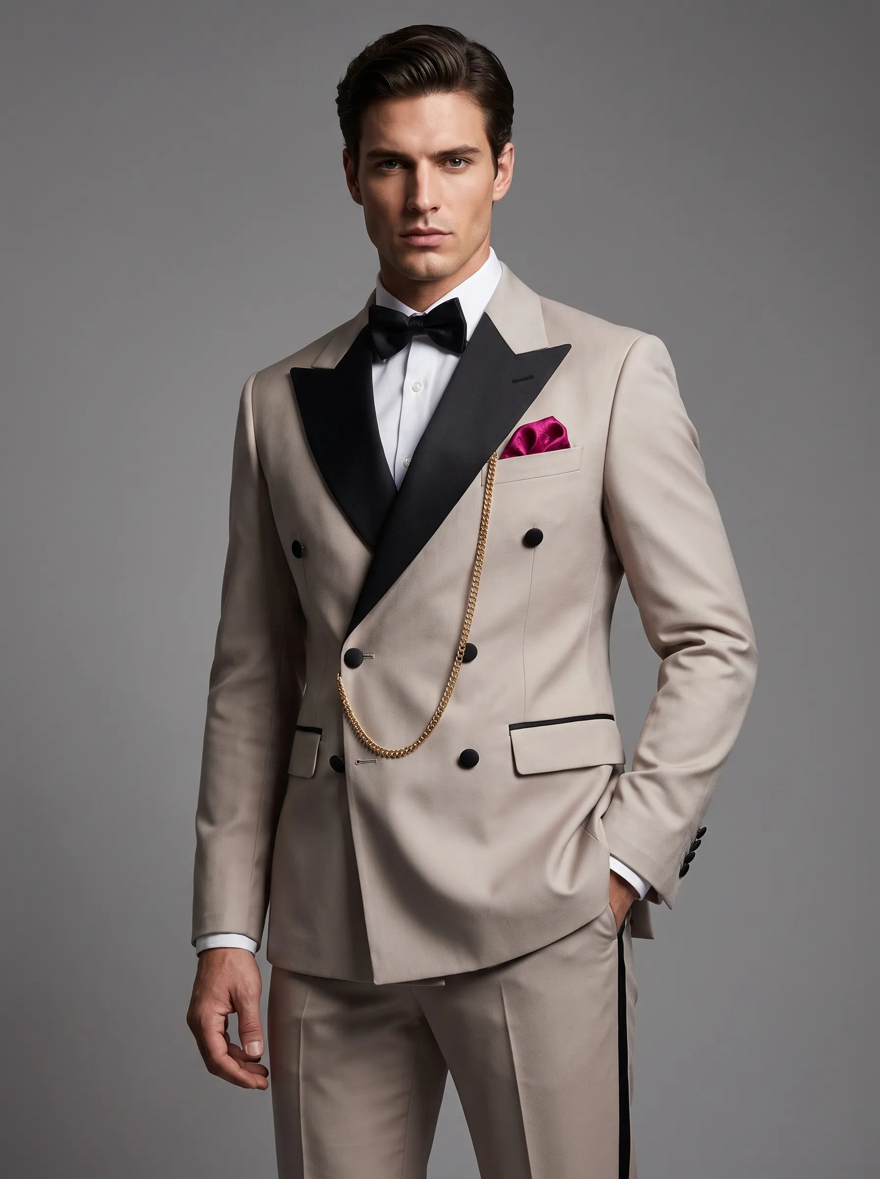 Slim Fit 2-Piece Khaki Peak Lapel Men's Suit | Modern Prom & Summer Formal Suit