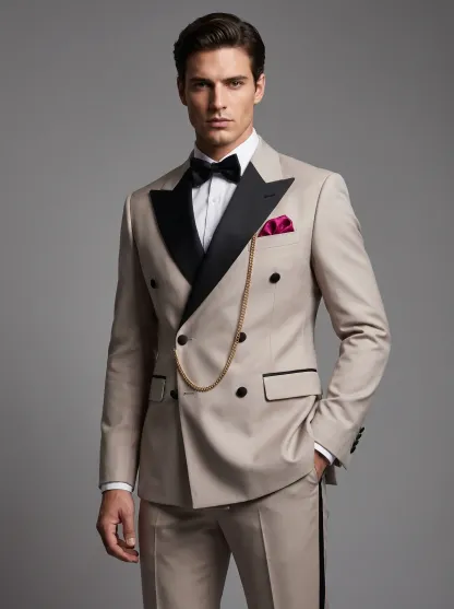 Slim Fit 2-Piece Khaki Peak Lapel Men's Suit | Modern Prom & Summer Formal Suit