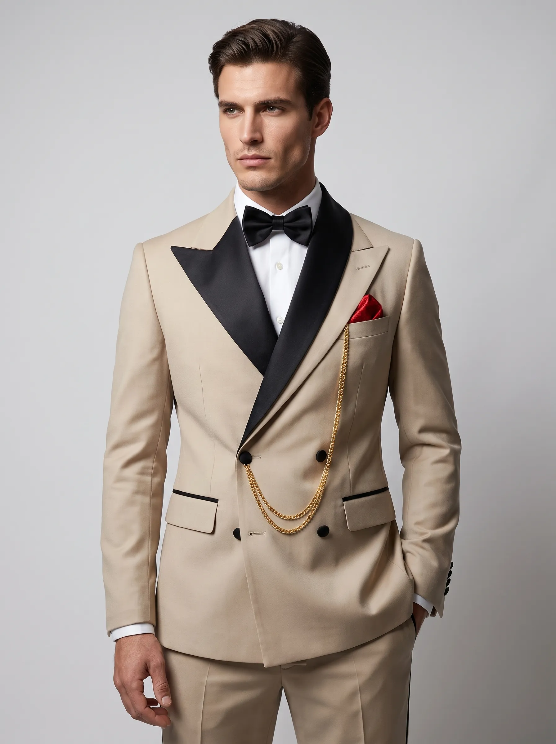 Slim Fit 2-Piece Khaki Peak Lapel Men's Suit | Modern Prom & Summer Formal Suit