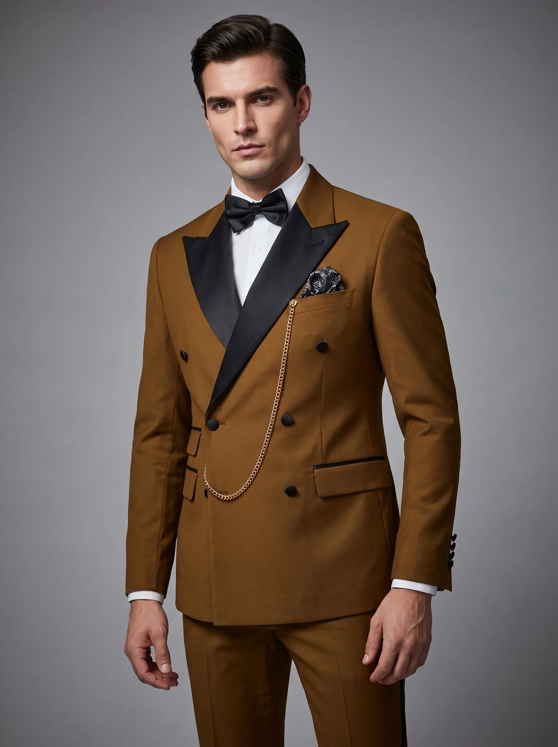 Slim Fit 2-Piece Khaki Peak Lapel Men's Suit | Modern Prom & Summer Formal Suit