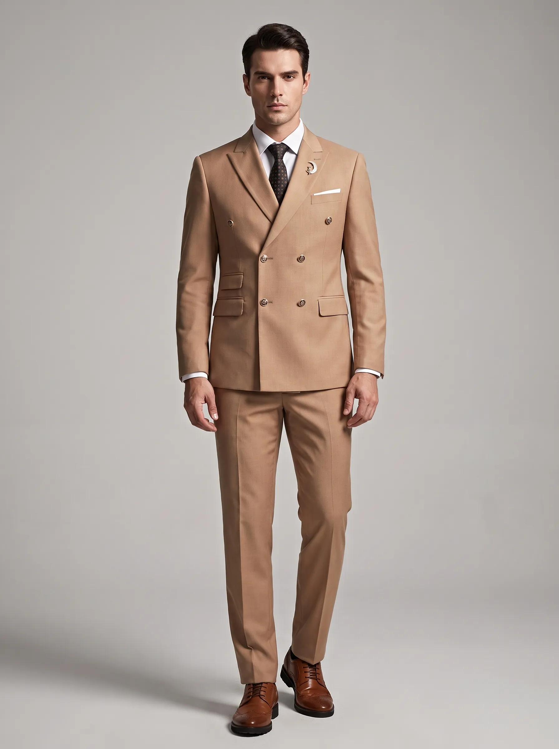 Men's Black Double-Breasted 2-Piece Suit | Peaked Lapel Prom Tuxedo