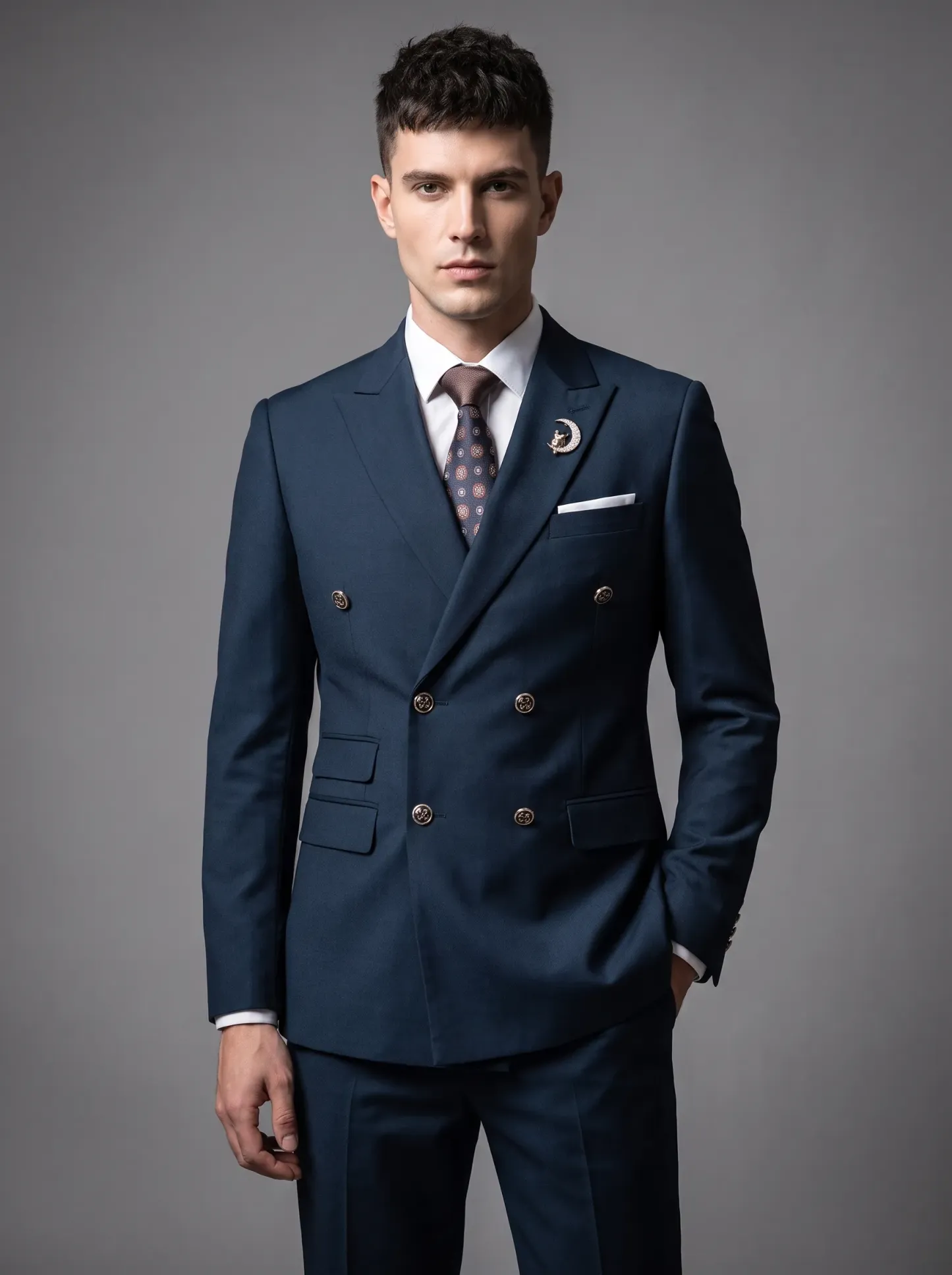 Men's Black Double-Breasted 2-Piece Suit | Peaked Lapel Prom Tuxedo
