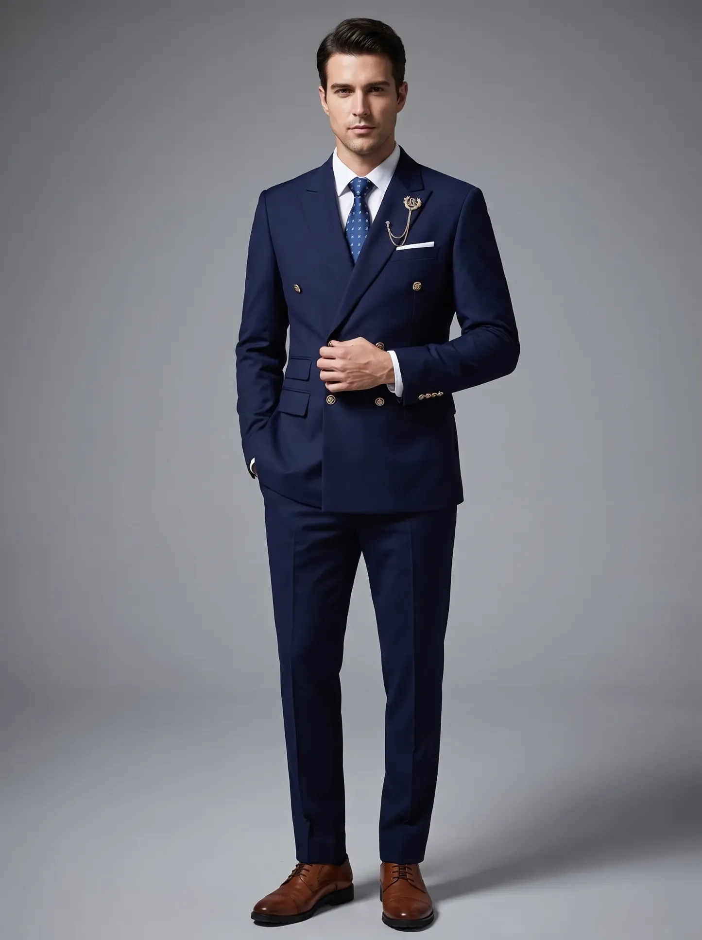 Men's Black Double-Breasted 2-Piece Suit | Peaked Lapel Prom Tuxedo