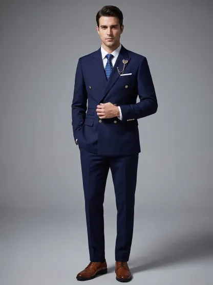 Men's Black Double-Breasted 2-Piece Suit | Peaked Lapel Prom Tuxedo
