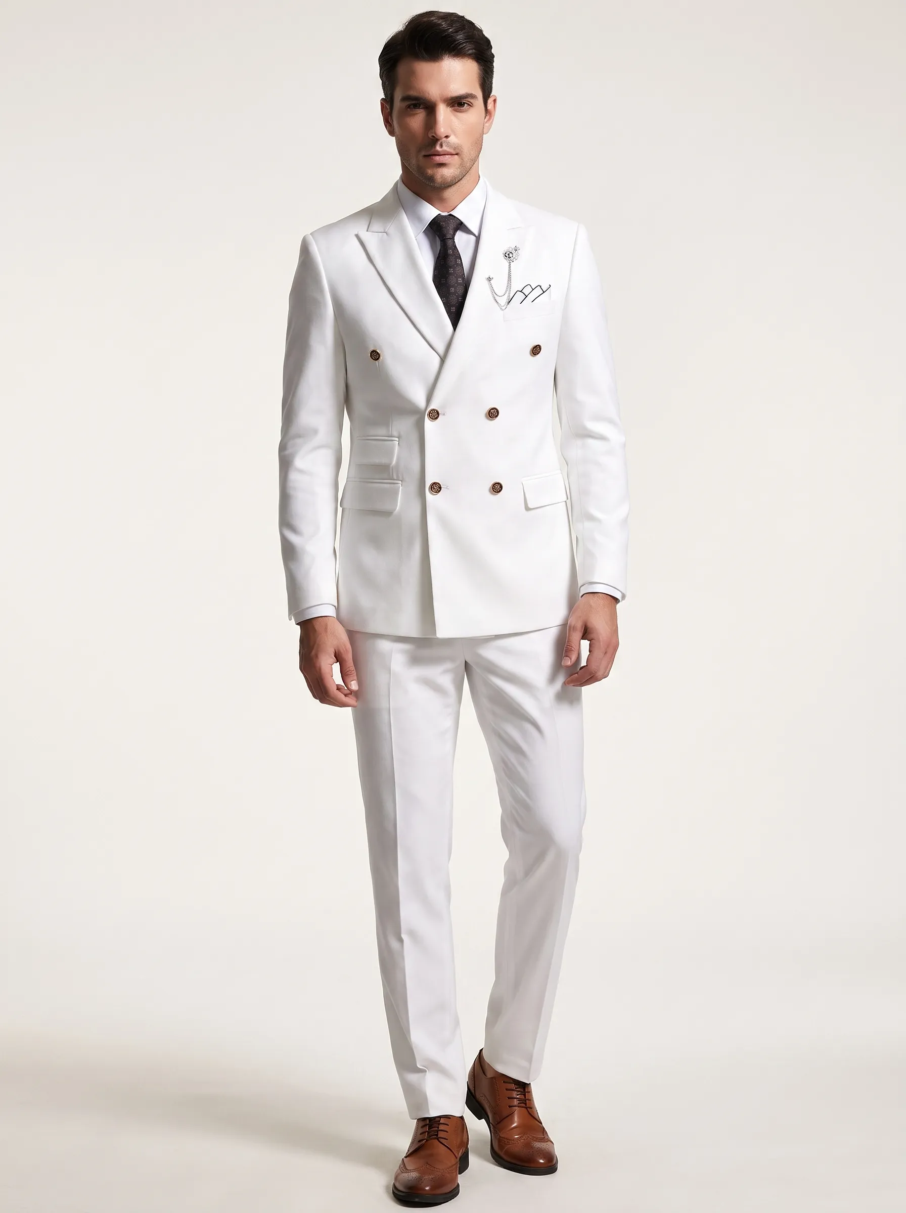 Men's Black Double-Breasted 2-Piece Suit | Peaked Lapel Prom Tuxedo