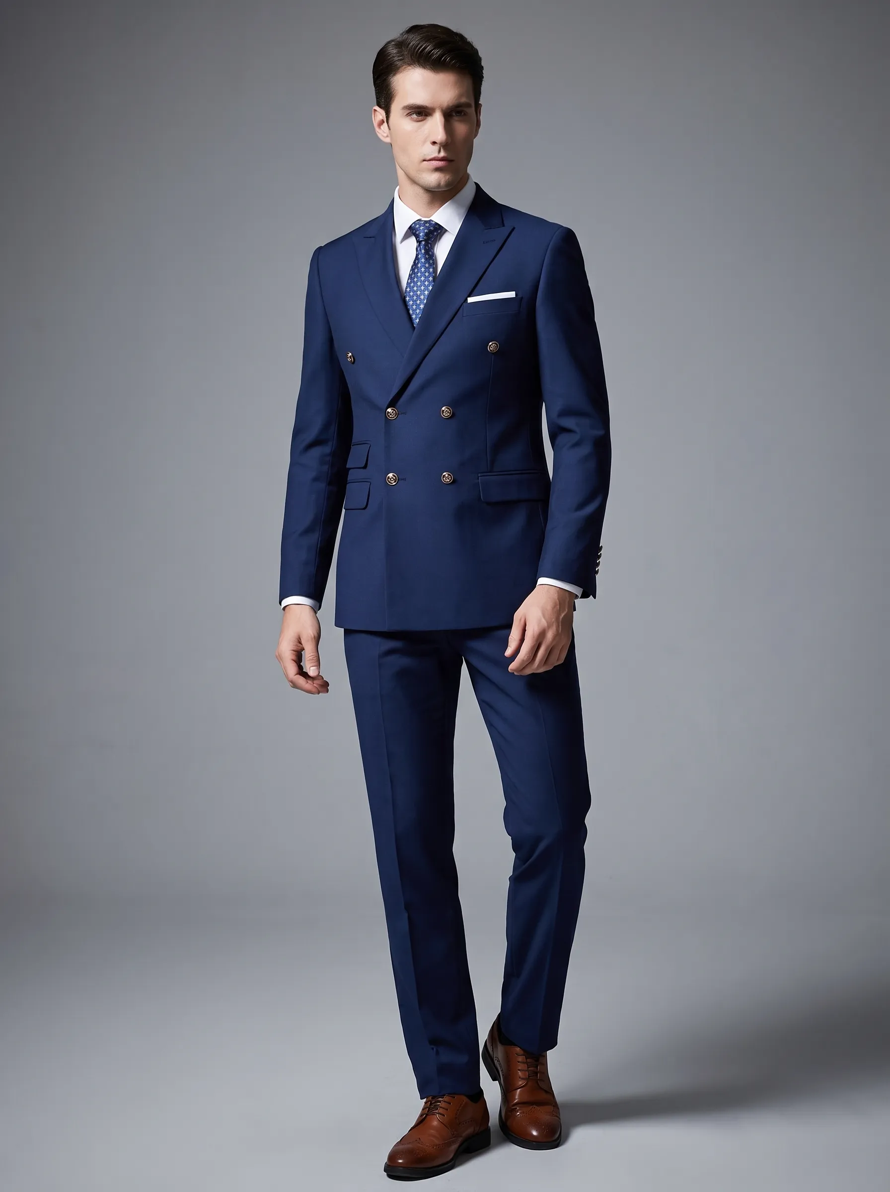Men's Black Double-Breasted 2-Piece Suit | Peaked Lapel Prom Tuxedo