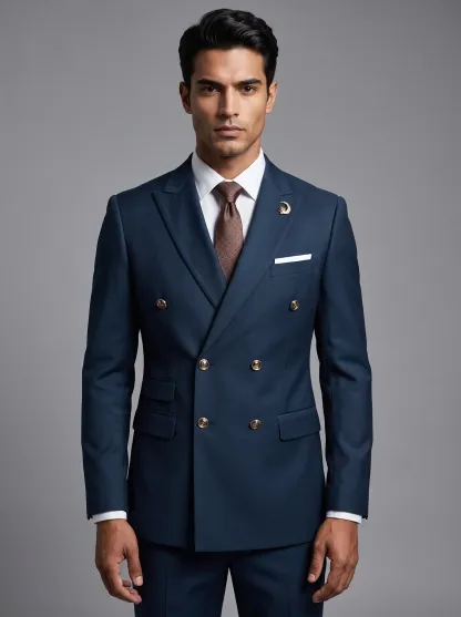 Men's Black Double-Breasted 2-Piece Suit | Peaked Lapel Prom Tuxedo