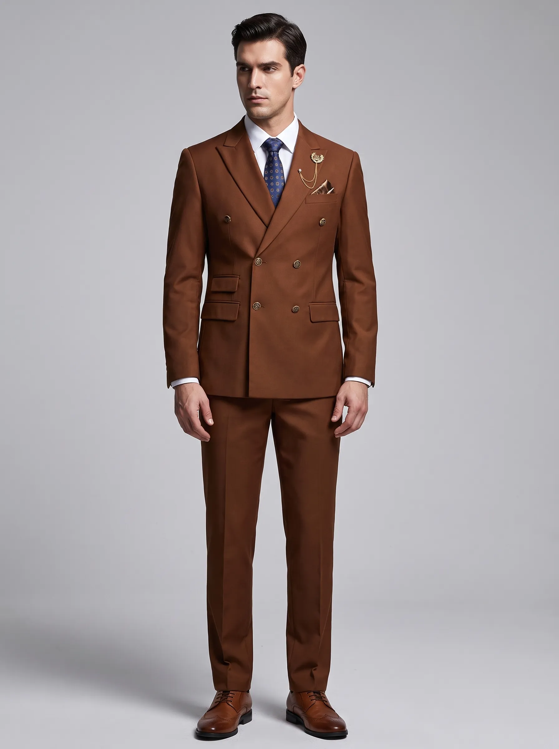Men's Black Double-Breasted 2-Piece Suit | Peaked Lapel Prom Tuxedo