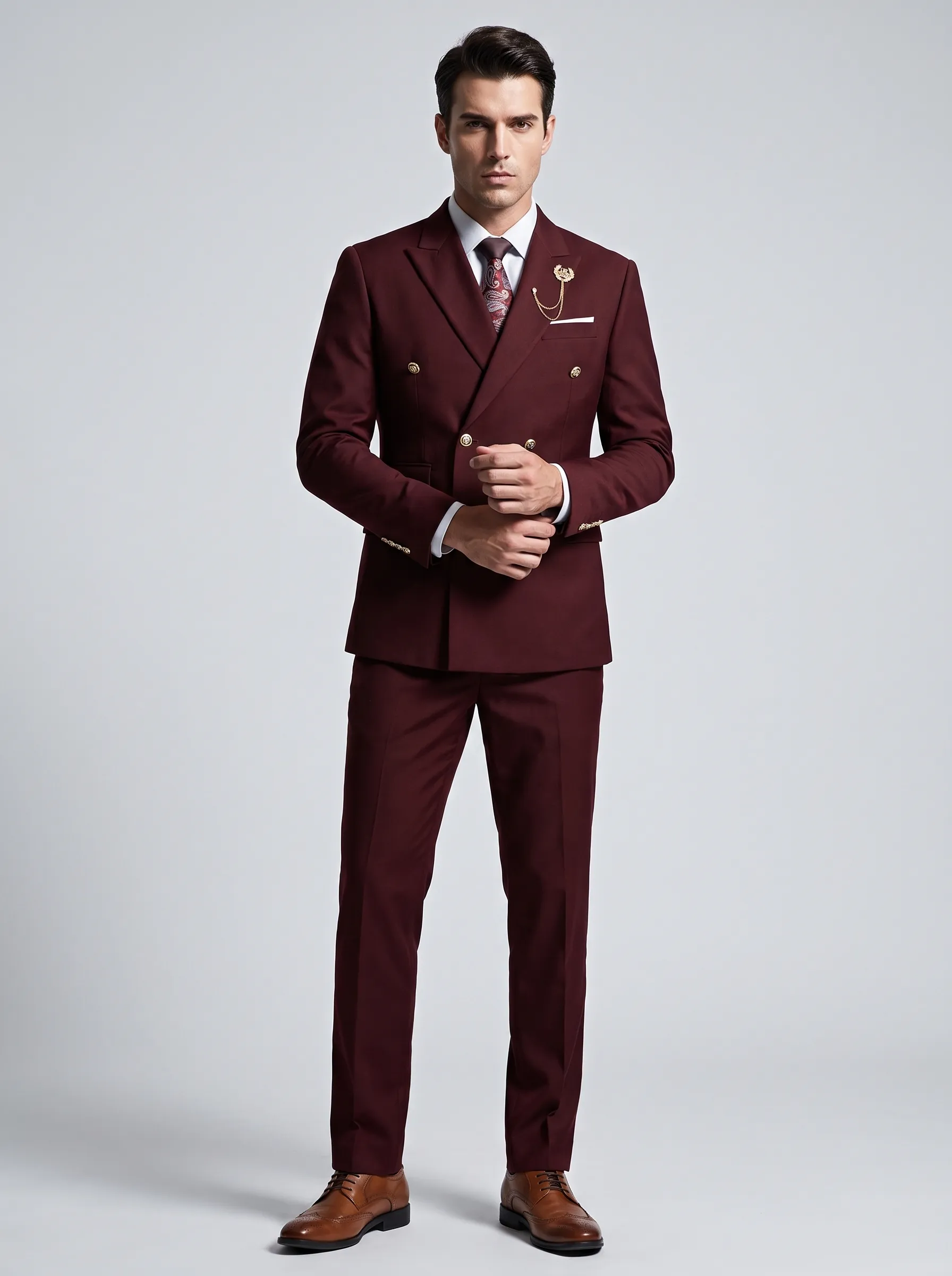 Men's Black Double-Breasted 2-Piece Suit | Peaked Lapel Prom Tuxedo