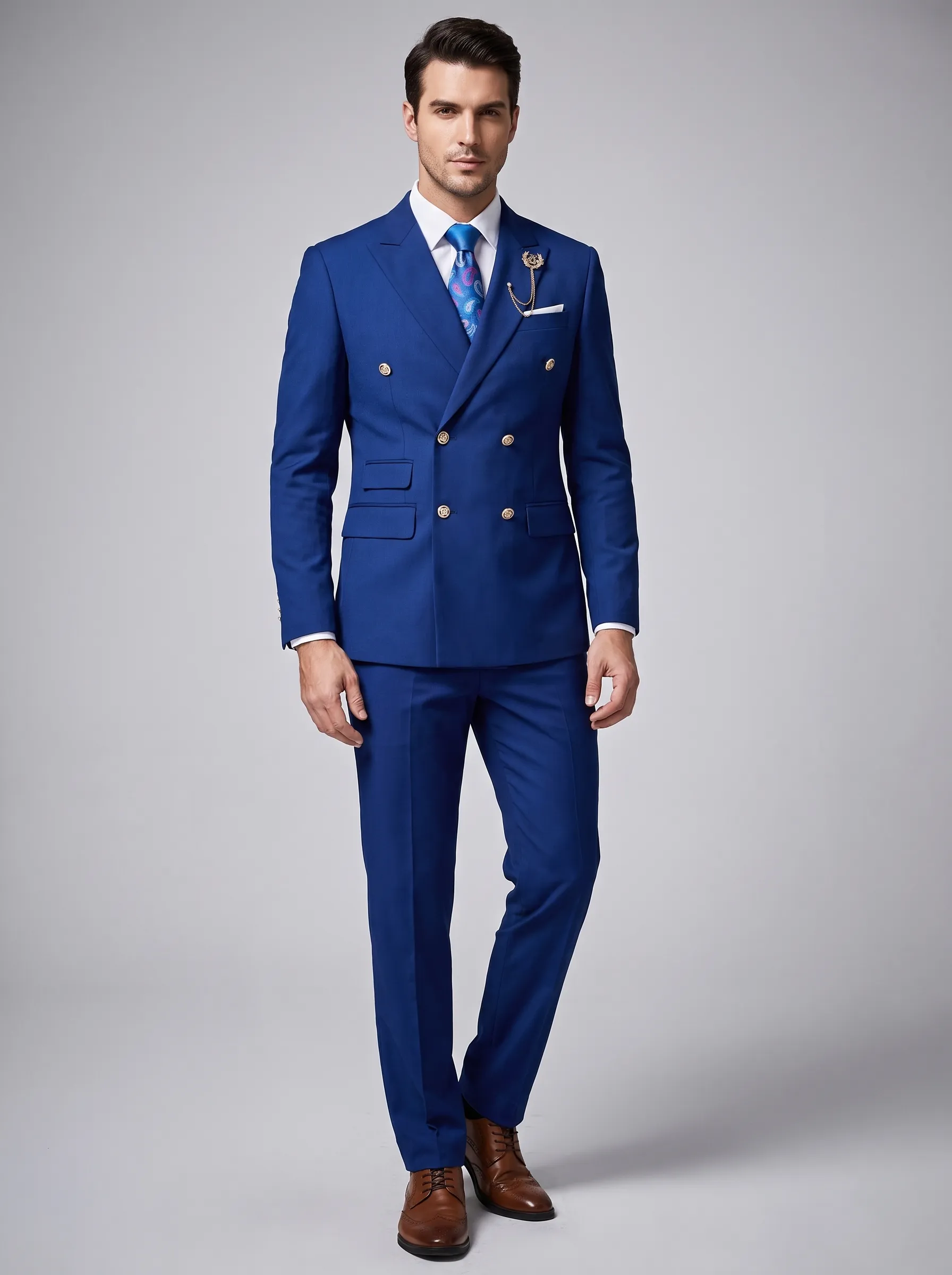 Men's Black Double-Breasted 2-Piece Suit | Peaked Lapel Prom Tuxedo