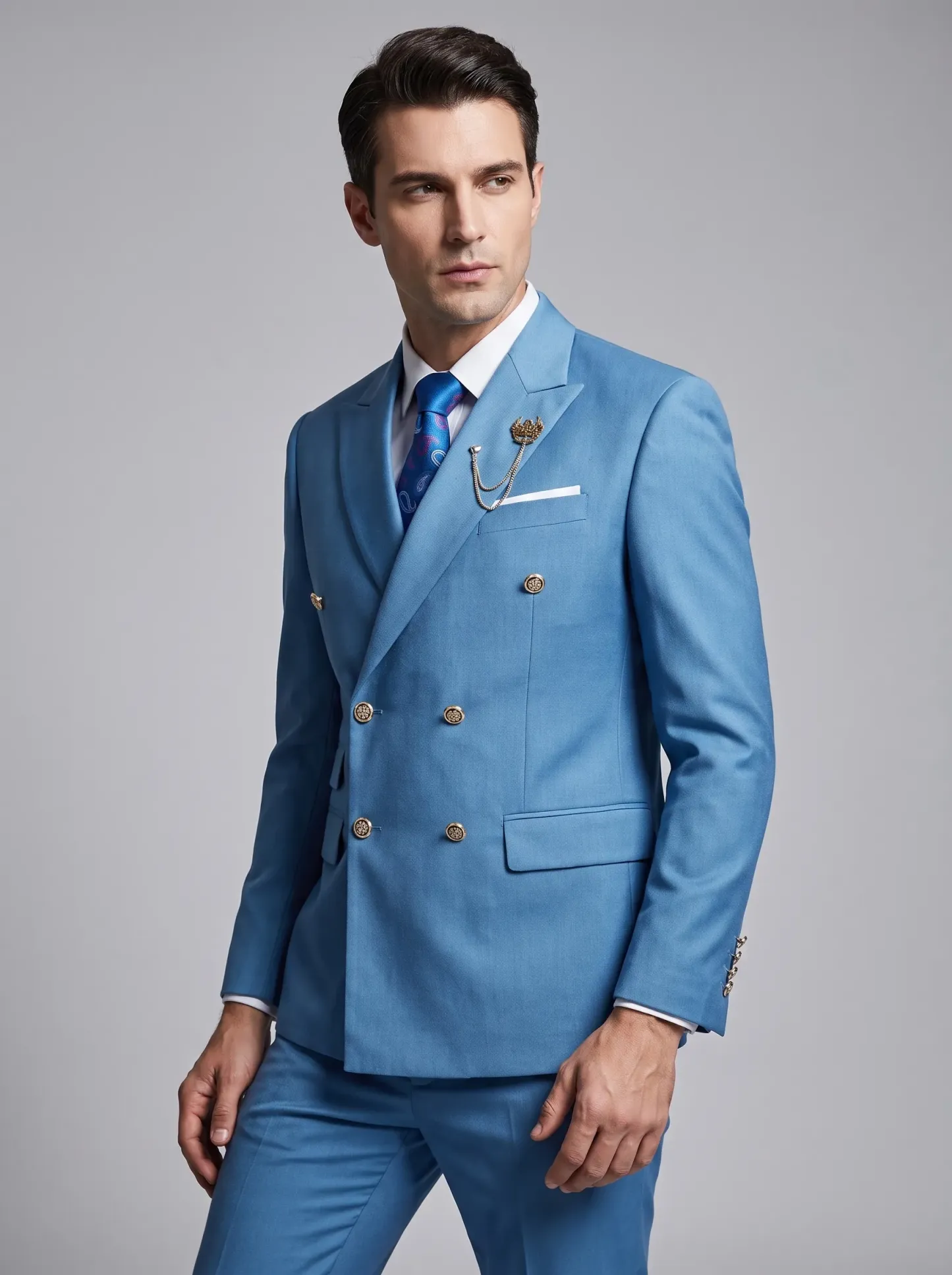 Men's Black Double-Breasted 2-Piece Suit | Peaked Lapel Prom Tuxedo