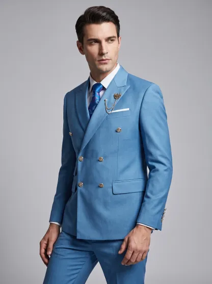 Men's Black Double-Breasted 2-Piece Suit | Peaked Lapel Prom Tuxedo