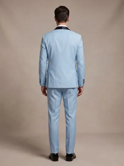Men's Light Blue 3-Piece Shawl Lapel Tuxedo | Powder Blue Prom Suit