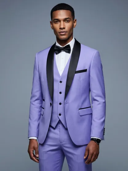 Men's Light Blue 3-Piece Shawl Lapel Tuxedo | Powder Blue Prom Suit