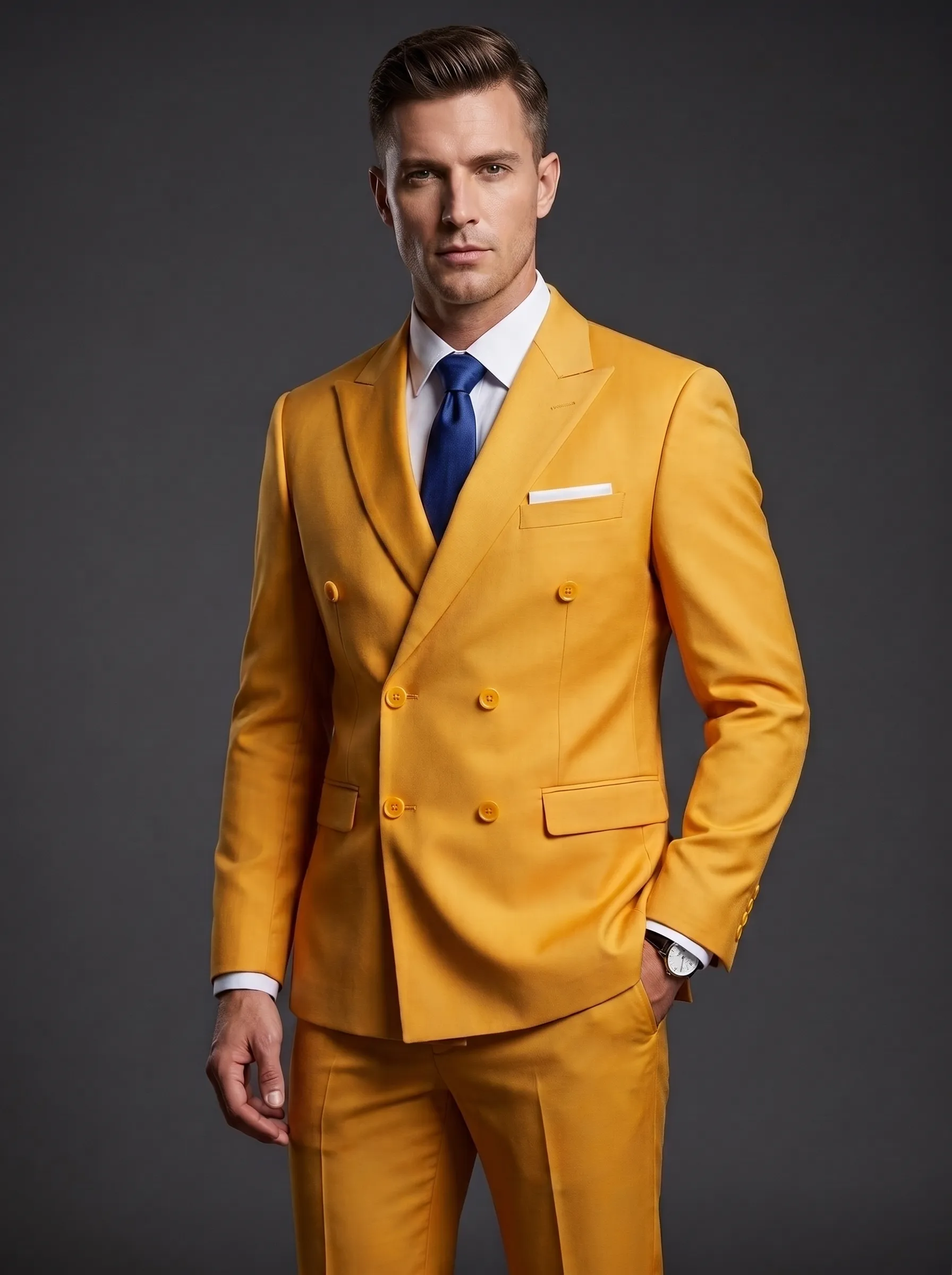 Men's Hot Pink Double-Breasted 2-Piece Prom Suit | Bold Statement Tuxedo