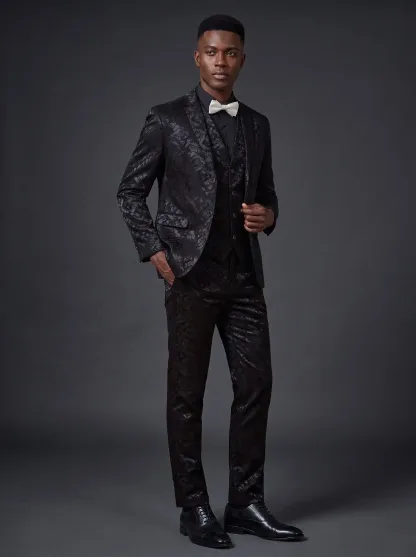[Copy]Men's White Jacquard 2-Piece Shawl Lapel Suit | Homecoming & Prom Tuxedo