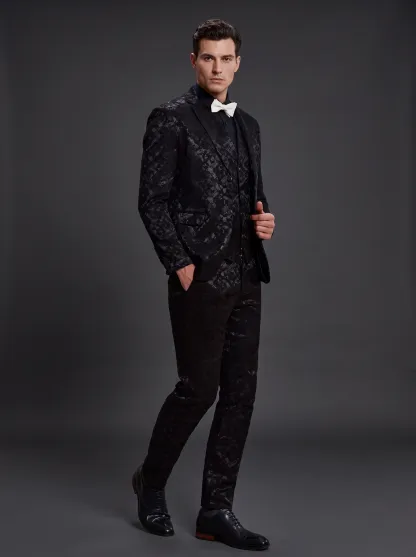 [Copy]Men's White Jacquard 2-Piece Shawl Lapel Suit | Homecoming & Prom Tuxedo