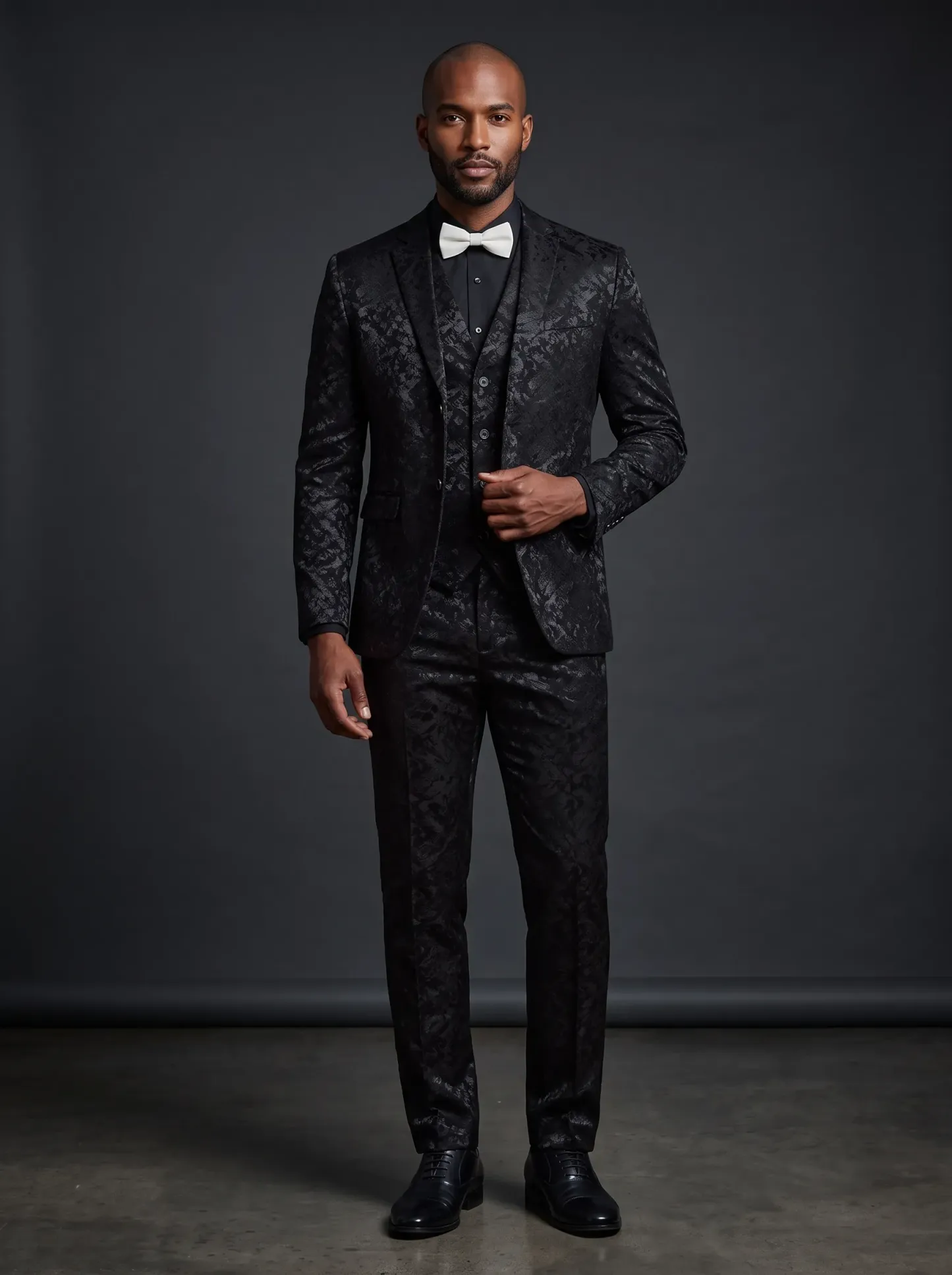 [Copy]Men's White Jacquard 2-Piece Shawl Lapel Suit | Homecoming & Prom Tuxedo