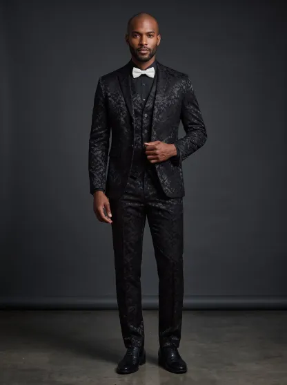 [Copy]Men's White Jacquard 2-Piece Shawl Lapel Suit | Homecoming & Prom Tuxedo