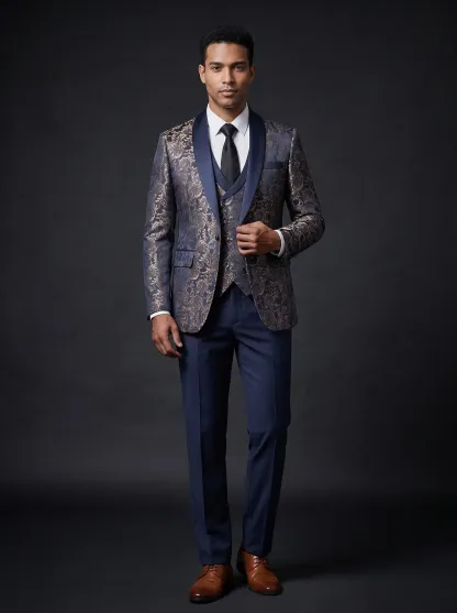 Black Shawl Lapel One-Button 3-Piece Men's Suit | Classic Prom Tuxedo
