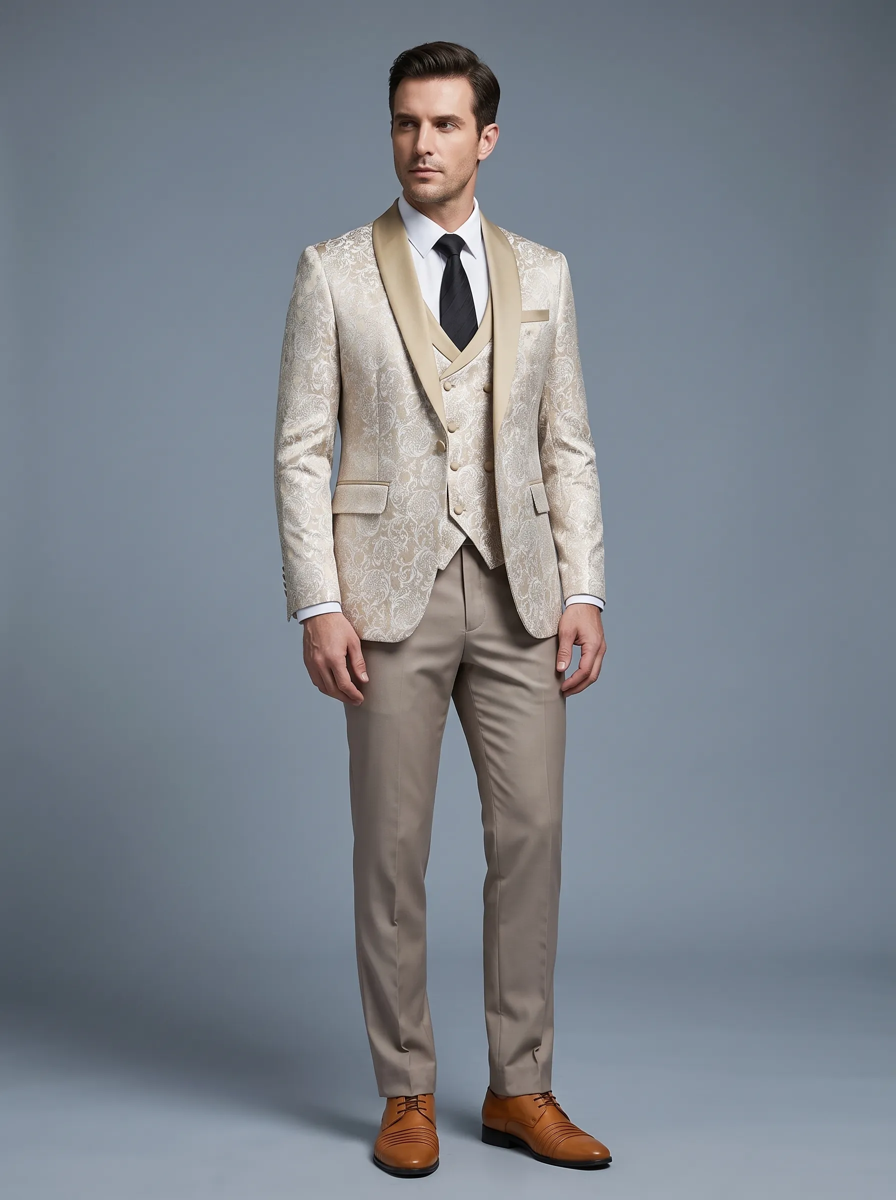 Black Shawl Lapel One-Button 3-Piece Men's Suit | Classic Prom Tuxedo
