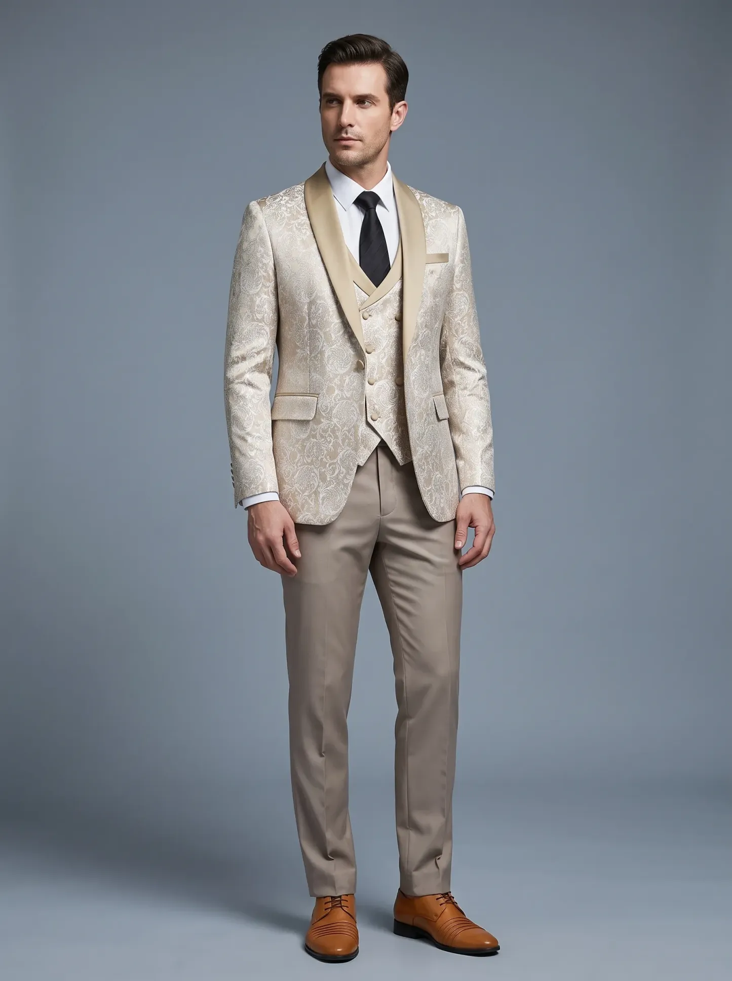 Black Shawl Lapel One-Button 3-Piece Men's Suit | Classic Prom Tuxedo