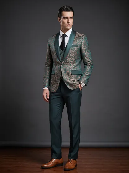 Black Shawl Lapel One-Button 3-Piece Men's Suit | Classic Prom Tuxedo