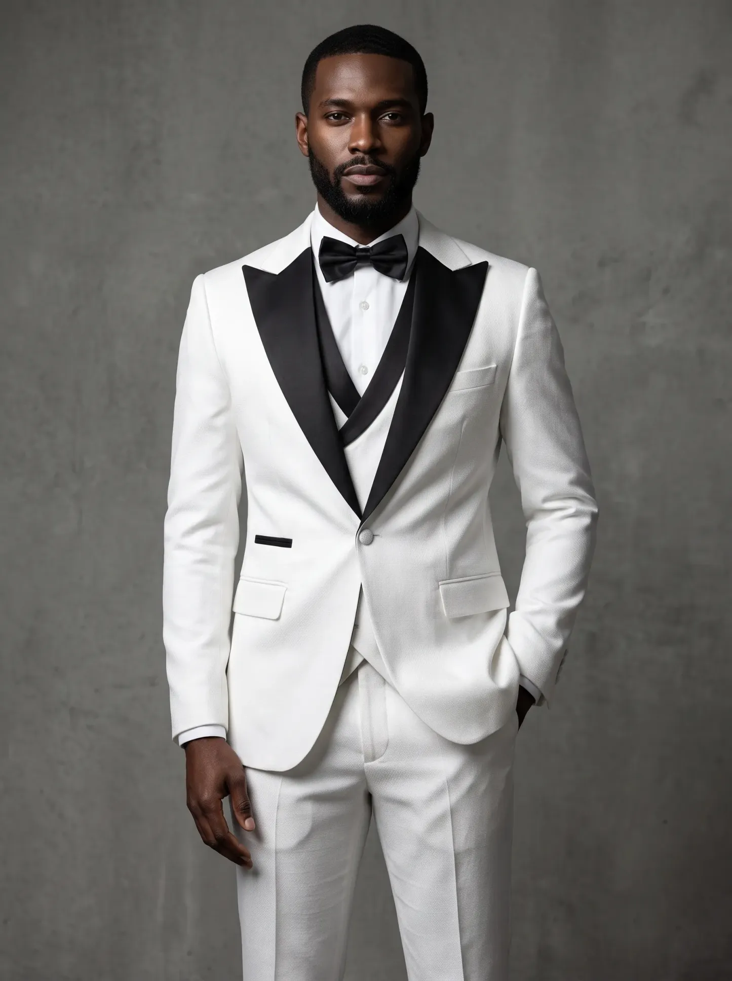 Men's Black & Grey 3-Piece Peak Lapel Suit | One-Button Formal Tuxedo