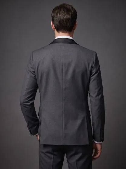 Men's Black & Grey 3-Piece Peak Lapel Suit | One-Button Formal Tuxedo