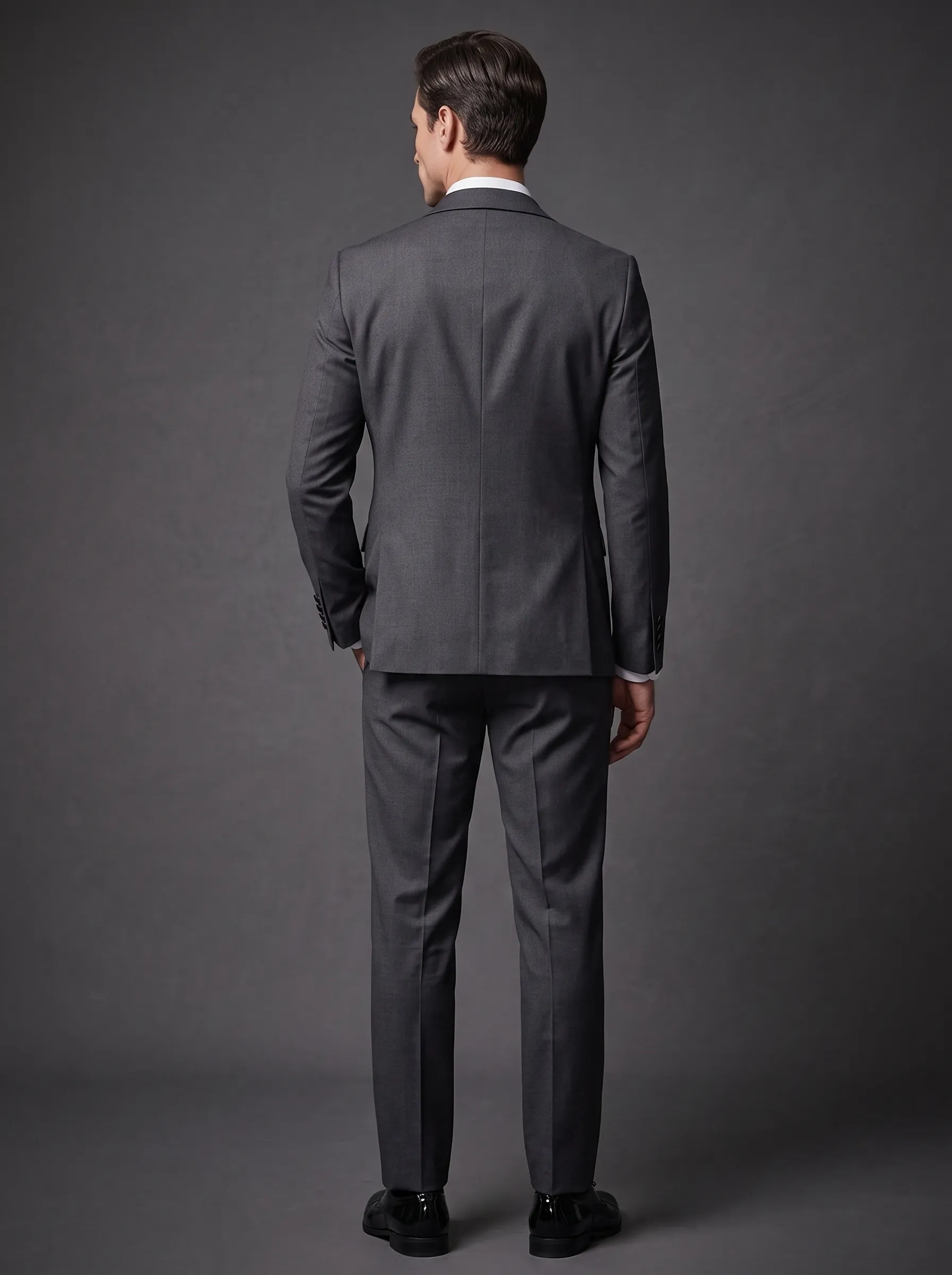 Men's Black & Grey 3-Piece Peak Lapel Suit | One-Button Formal Tuxedo