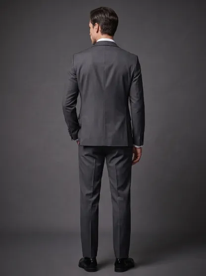 Men's Black & Grey 3-Piece Peak Lapel Suit | One-Button Formal Tuxedo