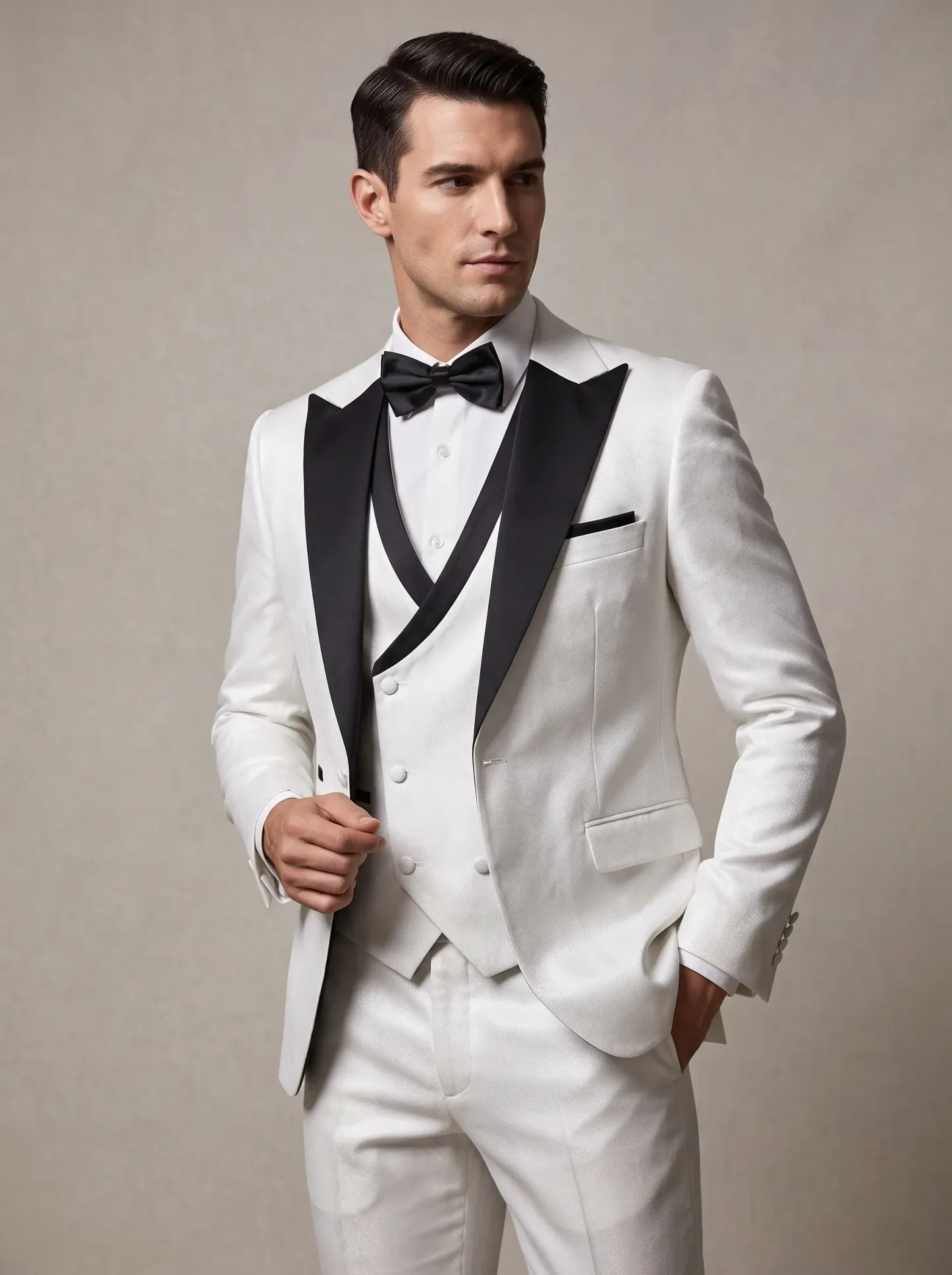 Men's Black & Grey 3-Piece Peak Lapel Suit | One-Button Formal Tuxedo
